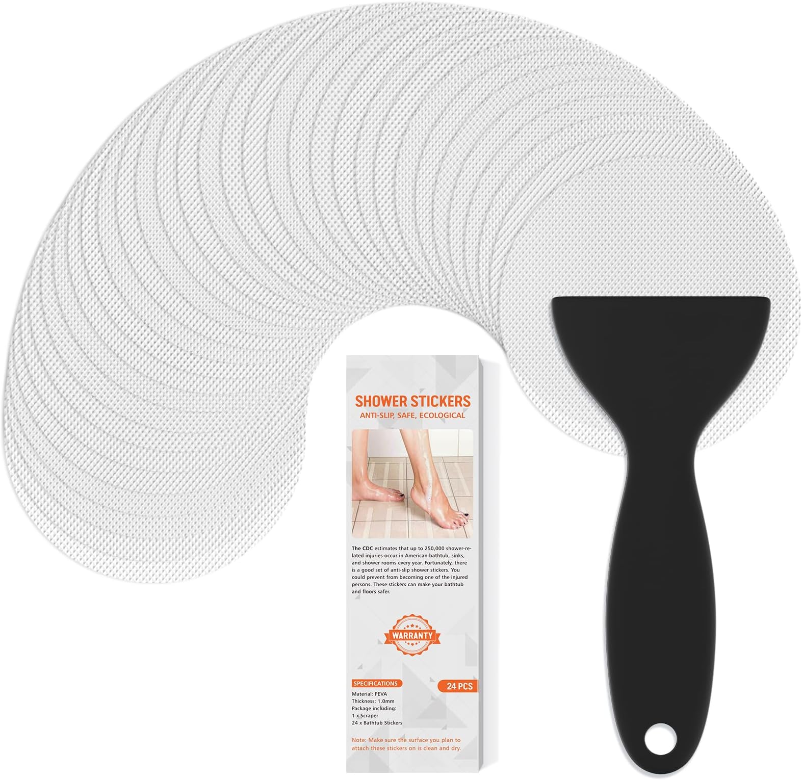 Ganbaro 36 Pcs Anti Slip Bathtub Stickers, Safety Bathtub