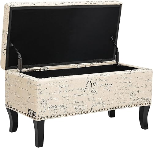 Miniatura 6 de Joveco Banco otomano de almacenamiento de 31.9 pulgadas, con patrón de tela, cofres rectangulares para juguetes para sala de estar, dormitorio,