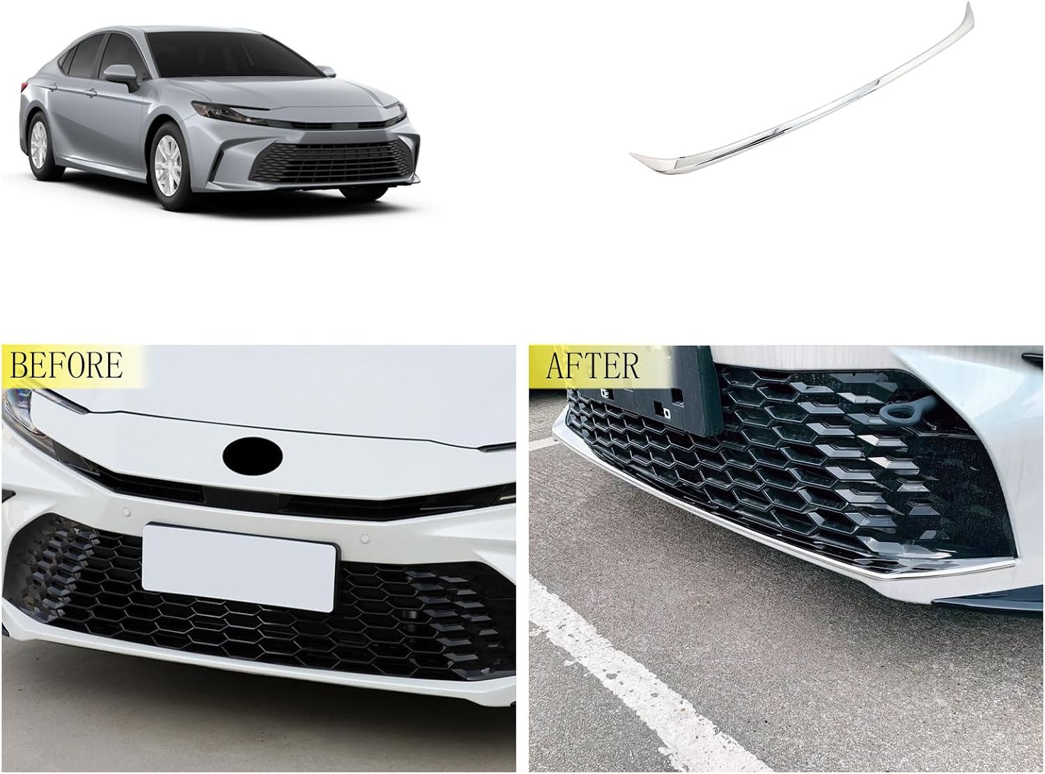Front Bumper Trim Compatible with Toyota New Camry 9TH Gen 2025 2026 Front Grill Bumper Protector Cover Trim Exterior Car Accessories ABS 1PCS (Silver)