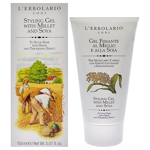 L'Erbolario Gel de peinado de mijo y soja, proporciona nutrición y brillo, efecto espesante, rico gel cremoso, da forma a cualquier tipo de peinado,