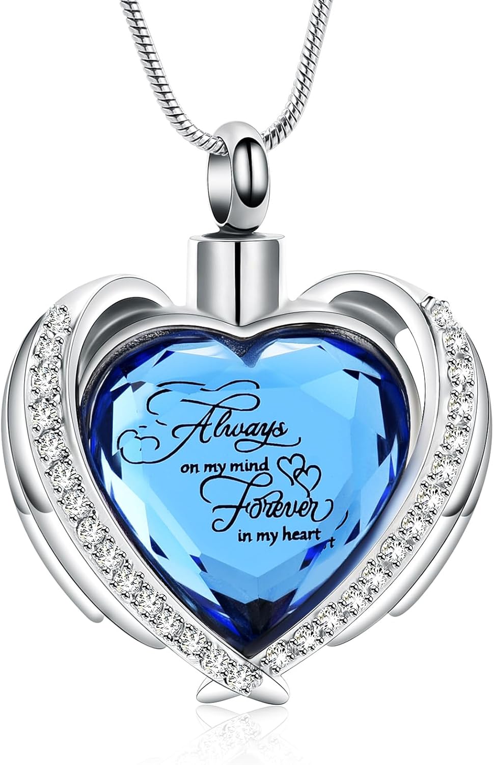 Crystal Heart Urn Necklace for Ashes for Women Stainless Steel Keepsake Pendant Ash Holder Cremation Jewelry