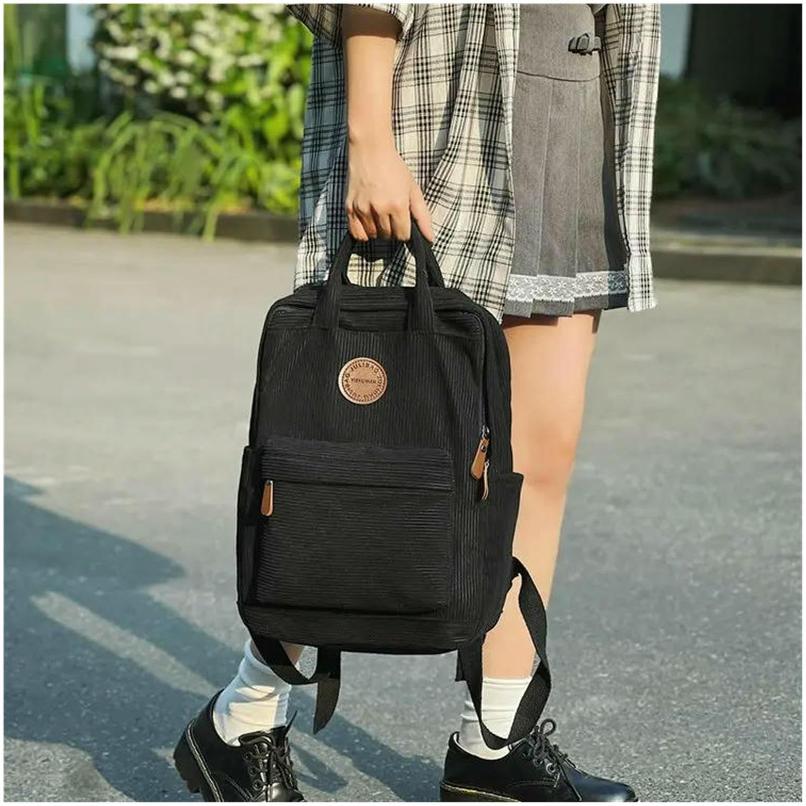Schulrucksack Lässiger Cord-Rucksack Für Teenager, 14 Laptop-fächer, Schul- Und College-Tasche Mit Reißverschlusstasche, Rucksäcke Die Schule-grün