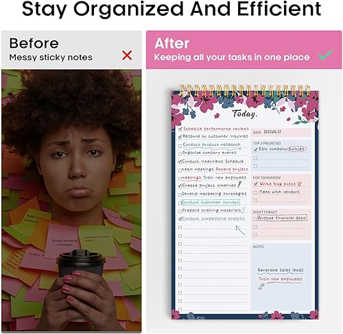 Miniatura 40 de Taja Bloc de notas de lista de tareas pendientes para el trabajo con 52 hojas, 9.8 x 6.5 pulgadas, planificador diario sin fecha, perfecto