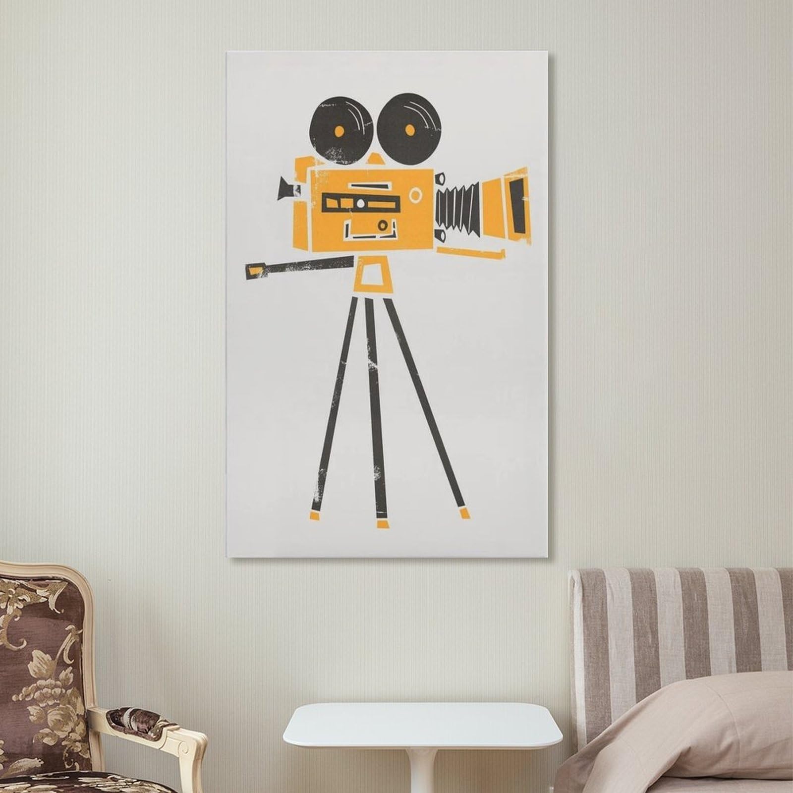 QOGDAF Póster de lienzo con cámara cine, decoración de dormitorio, paisaje, oficina, habitación, regalo, 40 x 60 cm