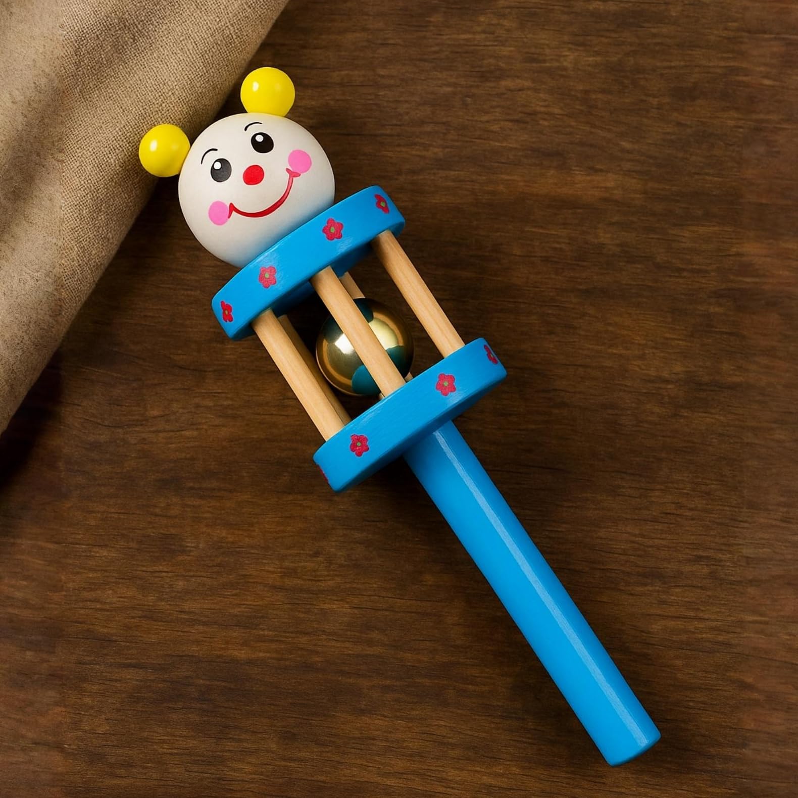 Vemlons Wooden Toy jhunjhuna Wooden Wooden Non Toxic Colourful Rattle Toys for New Born Baby, Musical Infant Toy, / Dugi Dugi Rattle Sweet Cuddle Infant of JhunJhuna 4