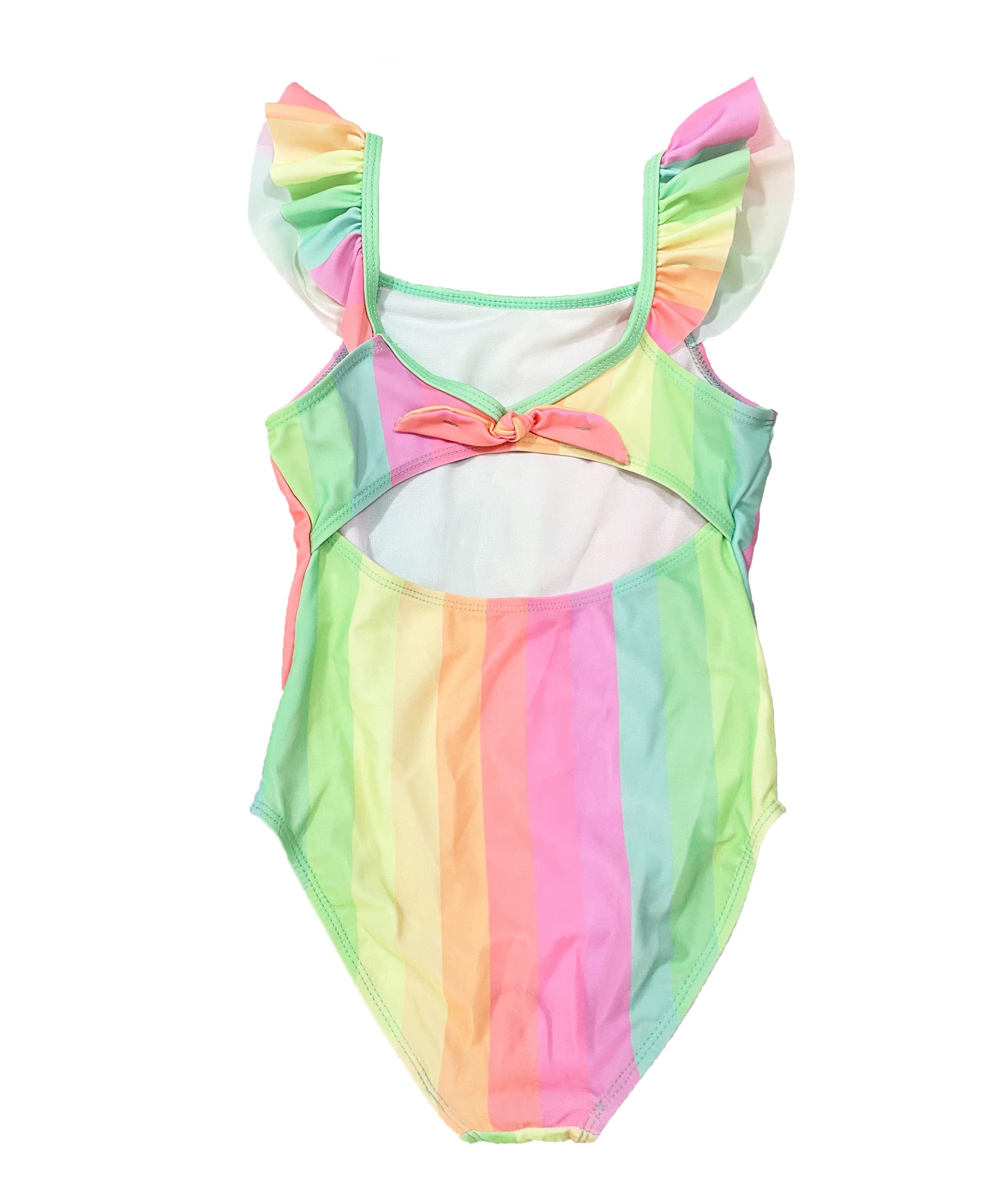 M2C Girls Colorful Stripe Ruffle One Piece Swimsuit 3-4 Rainbow