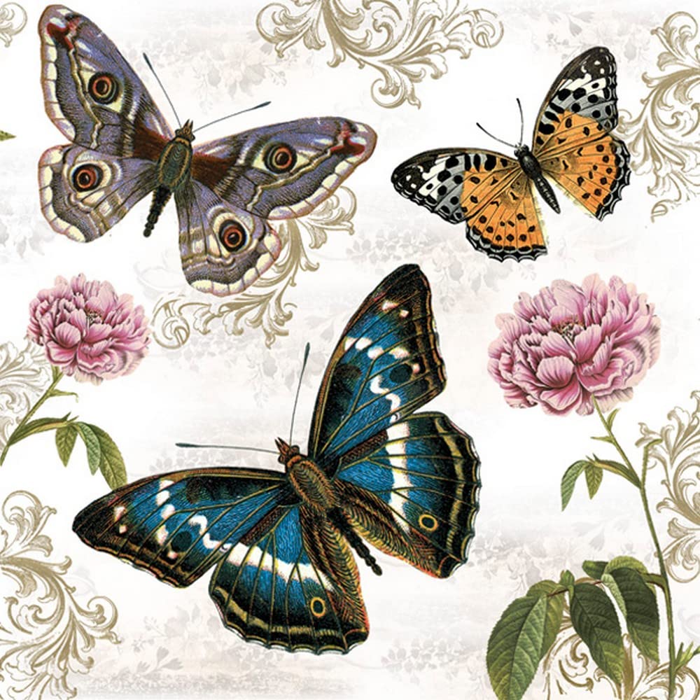 20 Servietten „Symphonie Der Schmetterlinge“ – 33x33 Cm, 3-lagig, Für Tischdeko & Basteln