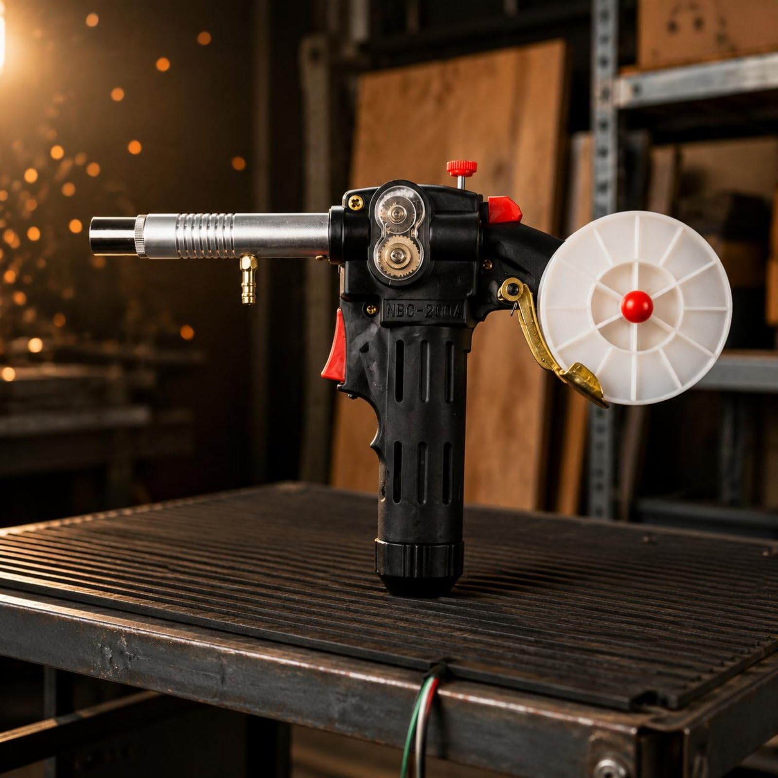 Pistola Saldatrice CO2 200A Uso Professionale Pistola Saldatrice senza Ingranaggi Struttura Robusta Attrezzo Elettrico per Riparazioni, Laboratorio, Nero