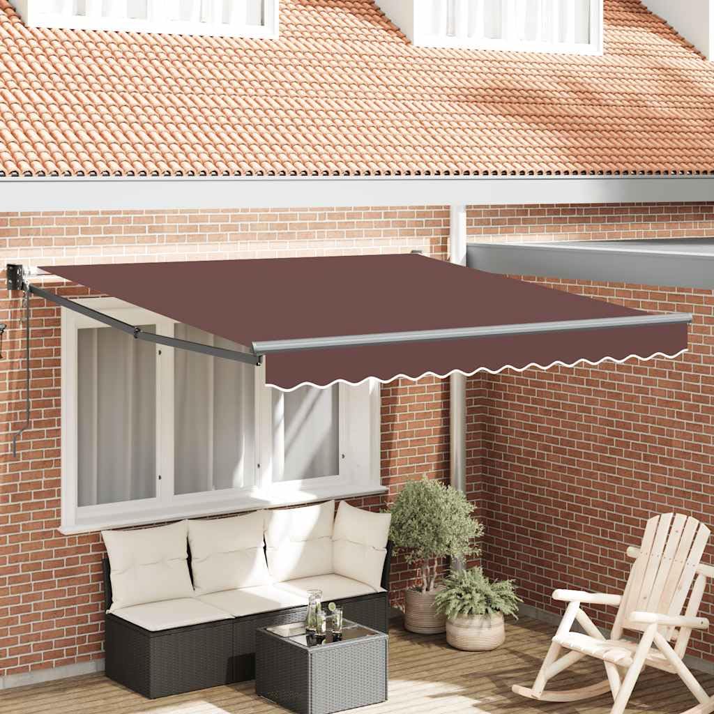 Markise mit Fernbedienung, Terrasse, Braun, 300x250 cm, pulverbeschichtetes Aluminium, UV-beständiger Stoff, automatisches EIN- und Ausfahren, Winkel und Höhe verstellbar Garden