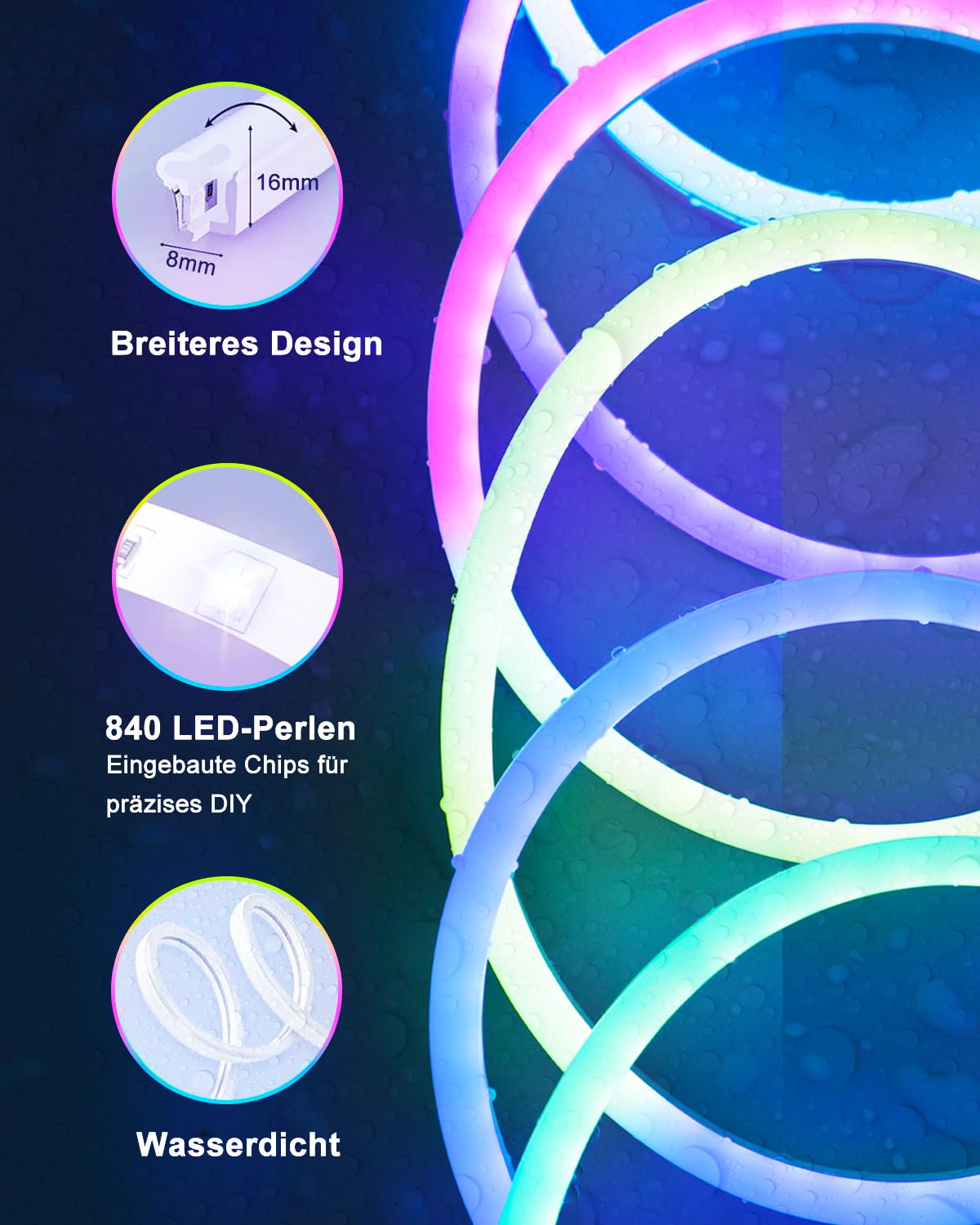 Smart Neon LED Strip – 3 Meter – RGBIC – 16 Miljoen Kleuren - Voor Bin Smart Neon LED Strip – 3 Meter – RGBIC – 16 Miljoen Kleuren - Voor Bin