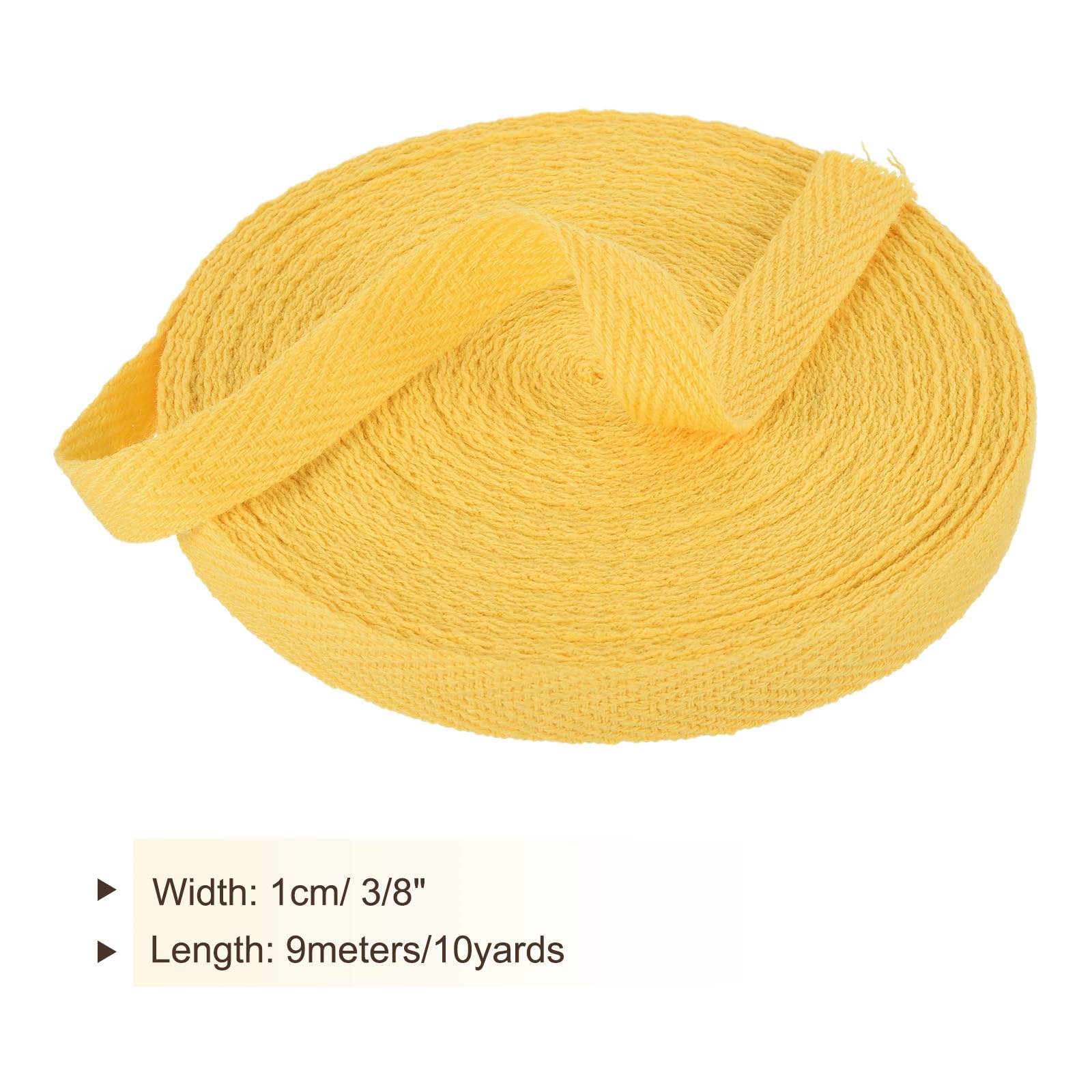 PATIKIL Cotton Twill Tape 10mm(3/8 Inch) 10 Yards Cotton Ribbon Bias Binding Tapes Herringbone Webbing Trim for Sewing Gift Wrapping Craft DIY Bright Yellow - Image 2
