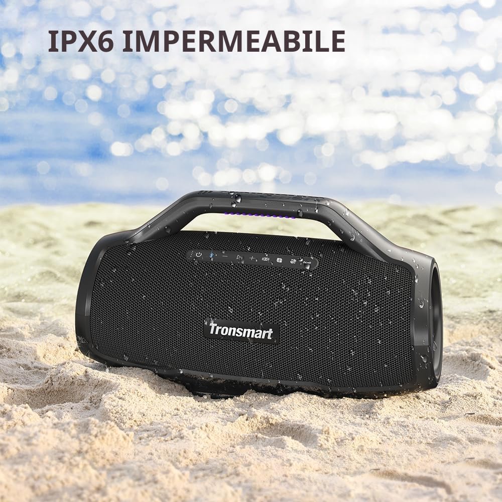 Tronsmart Bang MAX Cassa Bluetooth Potente 130W, Altoparlante Bluetooth 5.3, Luci a LED e Impermeabile IPX6, Fino a 24H di Autonomia, Tripli Radiatori Passivi-Bassi con AUX, TF, App, Foro per Chitarra