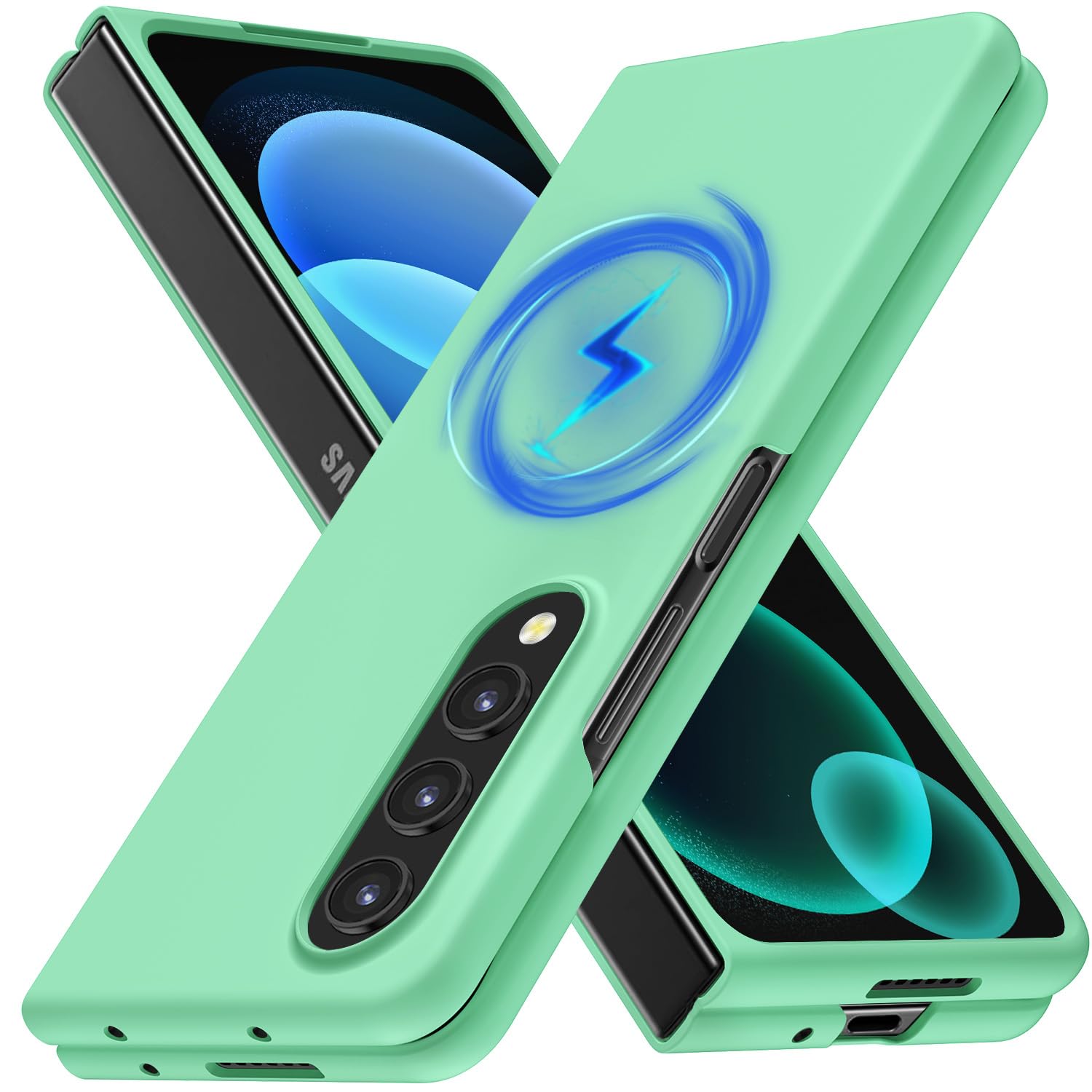 Magnetic for Galaxy Z Fold 4 Case, Compatible with Wireless Charging, Slim Anti-Yellow Matte Hard PC Protective Shockproof Cute Case for Galaxy Z Fold 4, Green(13-19)