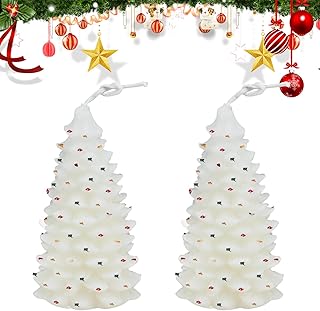 2Pcs White Christmas Tree Candle, Christmas Scented Candles Gifts, Aromatherapy Candles for Home Scented, Christmas Tree Shape Christmas Tealight Candle Set for Christmas Home Decoration Gifts