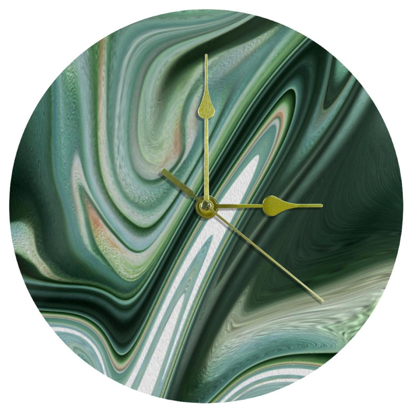 Horloge murale en acrylique effet marbre vert de 24 cm