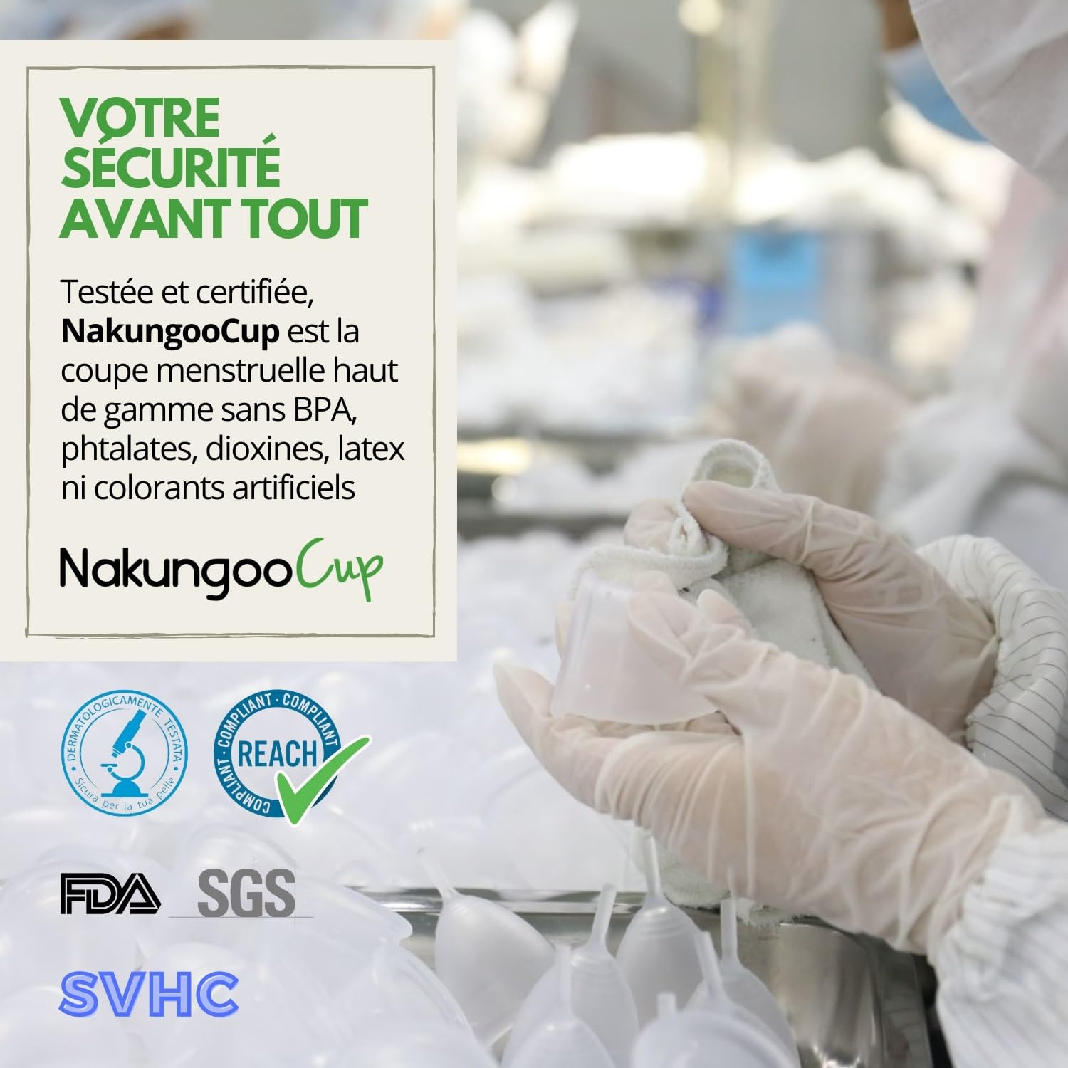 Nakungoo Cup Coupe Menstruelle Souple 100% Silicone Medical Certifié, Hypoallergénique, Reutilisable pour Flux Abondant | Lot Complet 2 Tailles (S et L) avec Sterilisateur, Pochette et Brosse