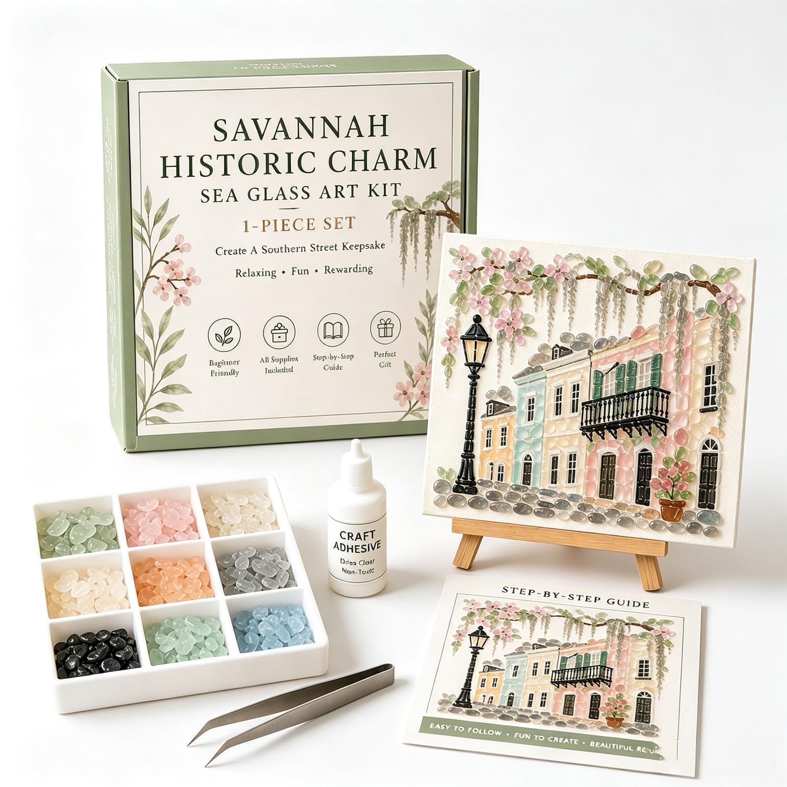 Timeless American Destinations Sea Glass Art Kit DIY Mosaic Craft，D