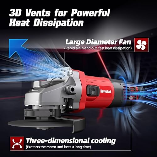 Miniatura 4 de Amoladora angular, amoladora eléctrica de 7.5 amperios y 4 12 pulgadas, 12000 RPM con muelas de corte y rectificado, disco de solapa y mango