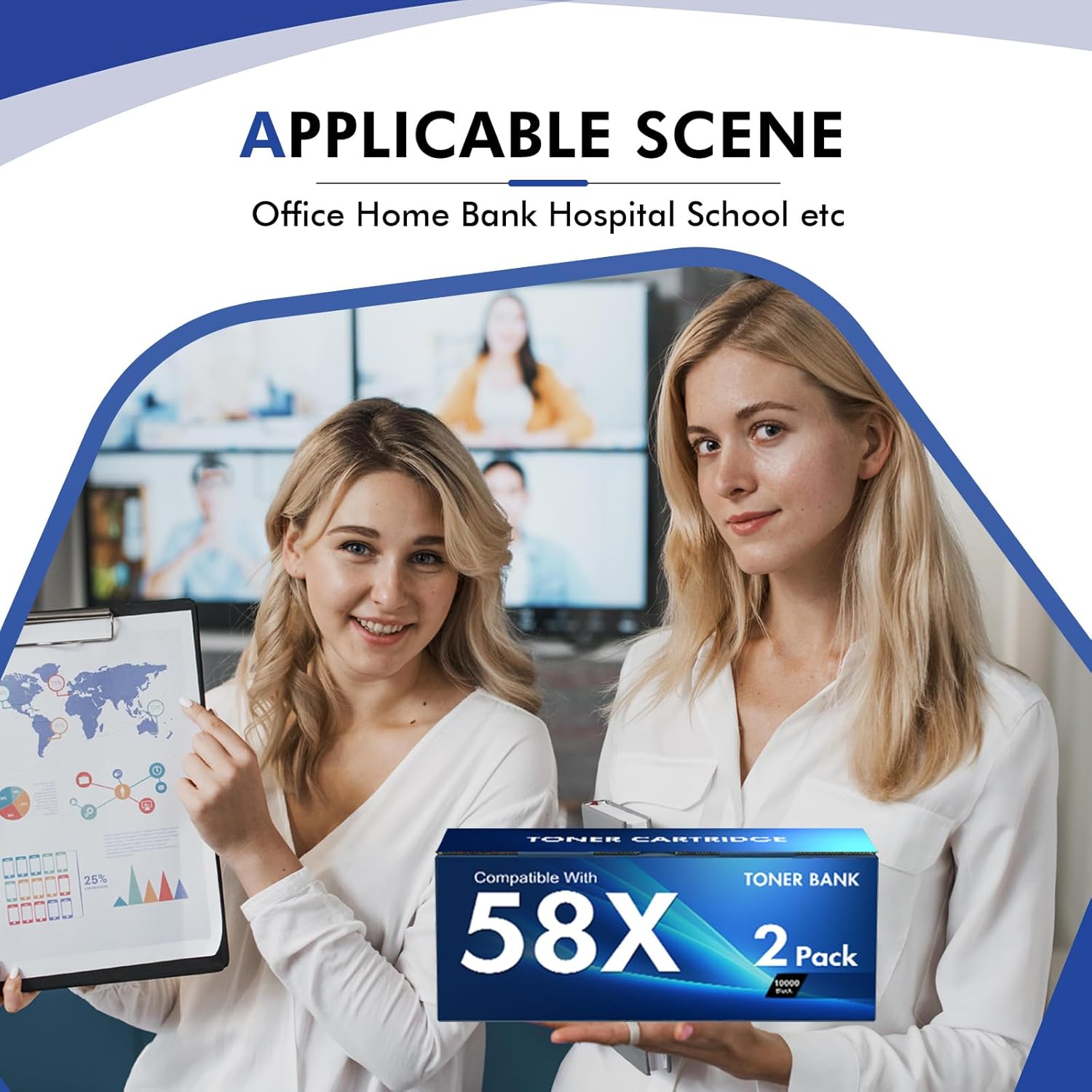 CF258X 58X Toner Cartridge Black High Yield 58A M428fdw M404n Compatible Replacement for HP 58X CF258X 58A CF258A Toner Cartridge for HP Laserjet Pro M404dn MFP M428fdn M428dw Printer Ink 2 Pack