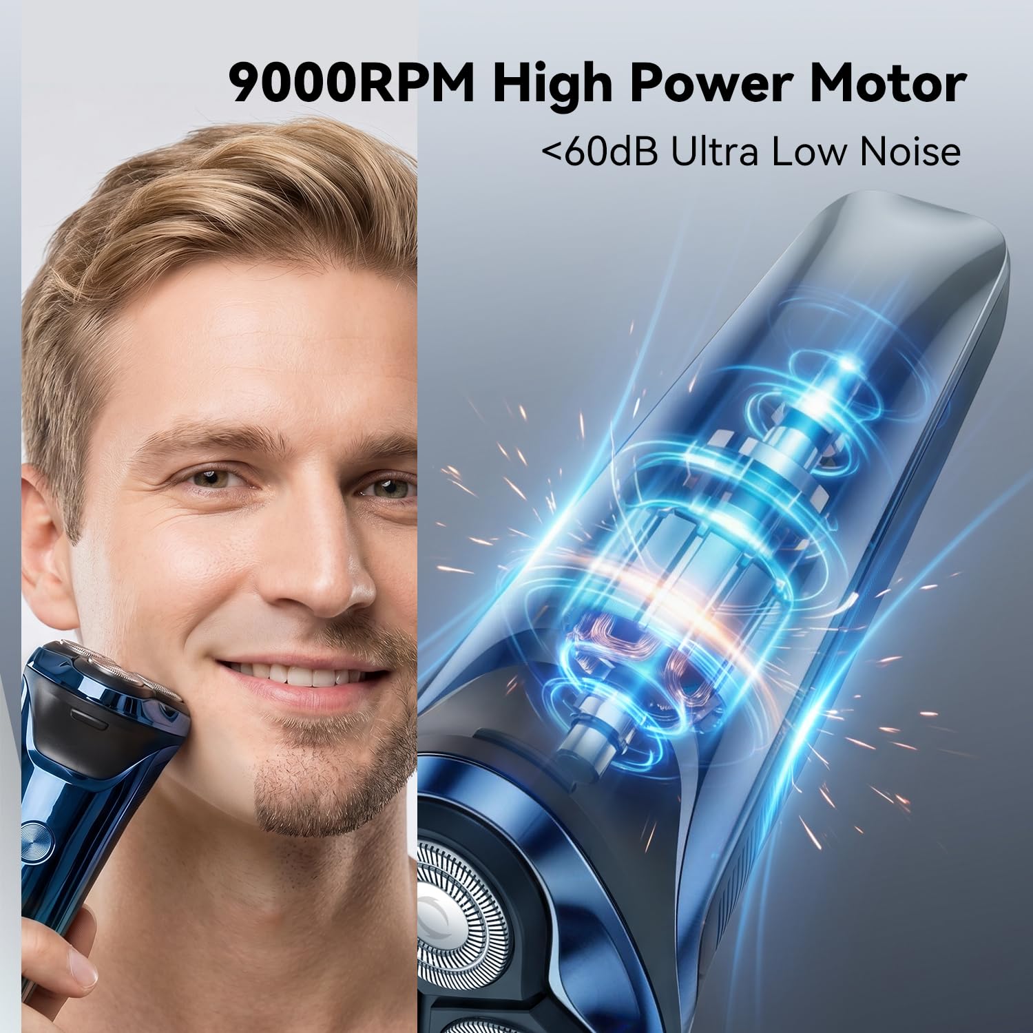ordele Electric Razor for Men, Wet & Dry USB-C Shaver, Pop-up Trimmer Blue view 2