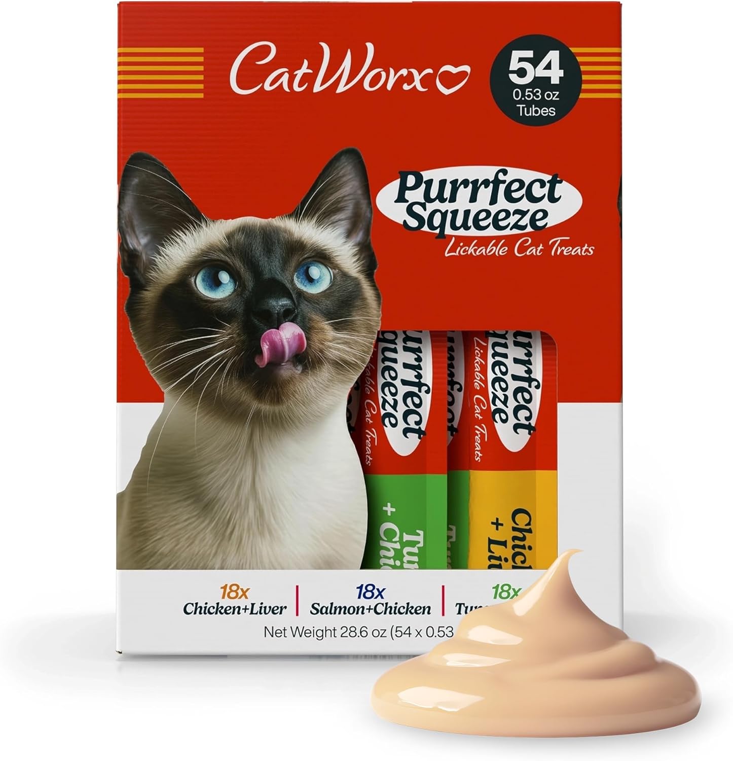 Catworx Lickable Soft Cat Treats 54 Pack - Crema para Gatos