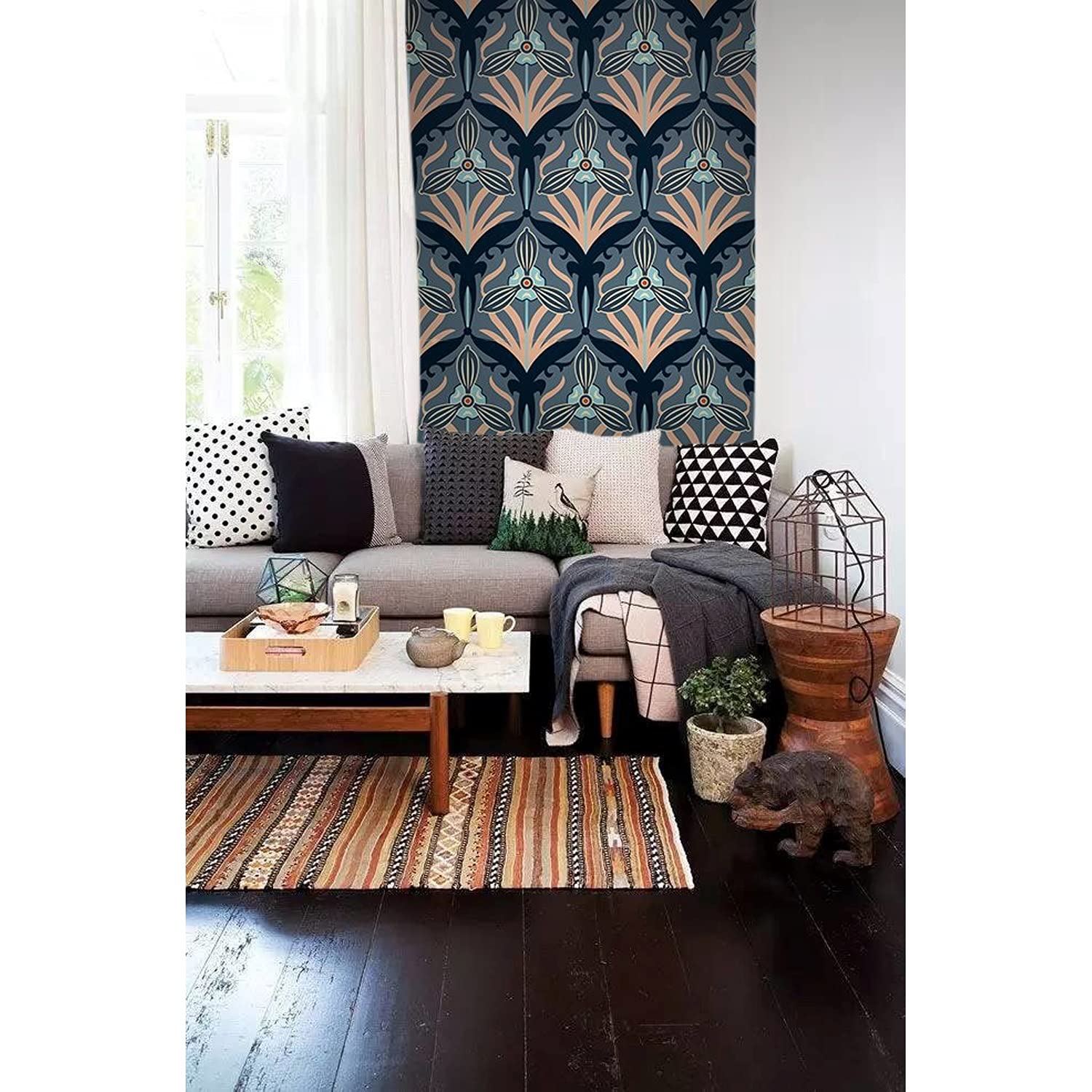 Papier peint fleurs vintage Coloray 416x254 cm tapisserie murale salon et chambre