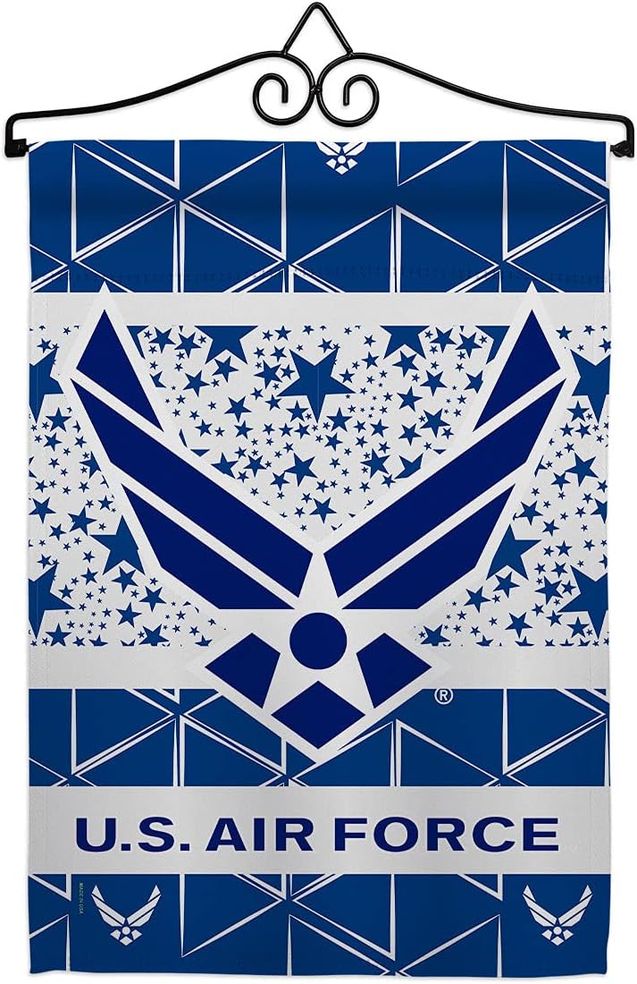 Air Force Garden Flag Set Wall Hanger Armed Forces USAF United State American Military Veteran Retire Official Small Decorative Gift Yard House Banner Double-Sided Made In USA 13 X 18.5