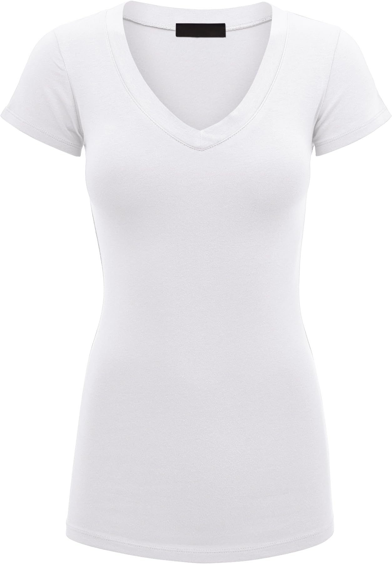 Women's Basic Slim Fitted Short Sleeve Casual V Neck Cotton T Shirt