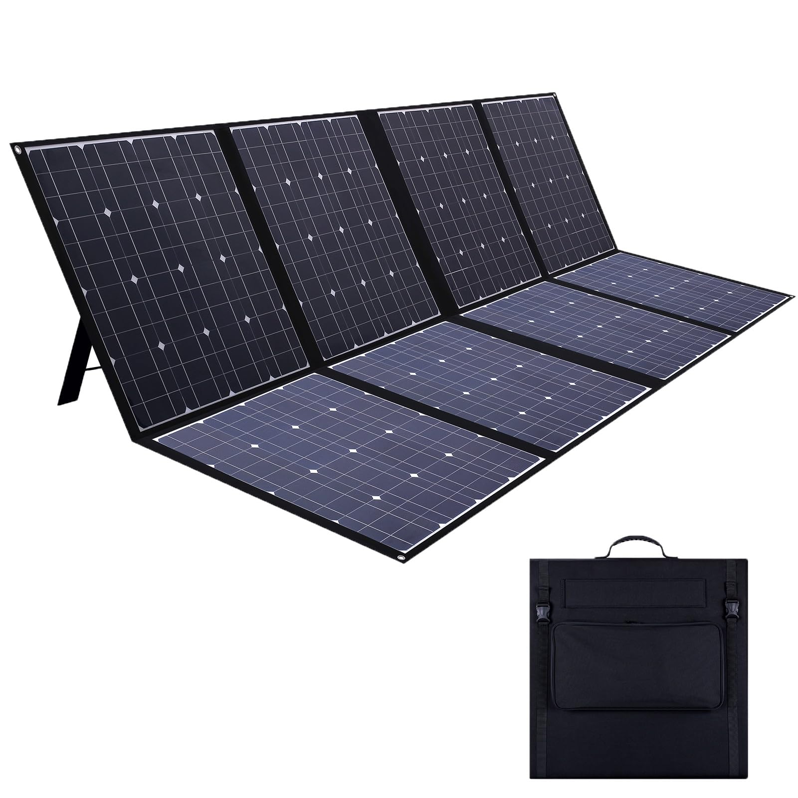 Panel solar portátil con soporte impermeable IP65 y ajustable, monocristalino plegable de 400 W, maleta de panel solar para estación de energía, caravana, camping