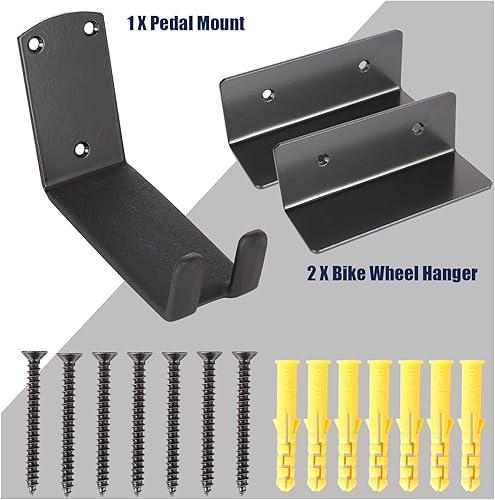 Miniatura 4 de Soporte de pared para bicicleta, soporte de pedal para garaje, soporte de almacenamiento de bicicleta, ganchos de bicicleta resistentes con