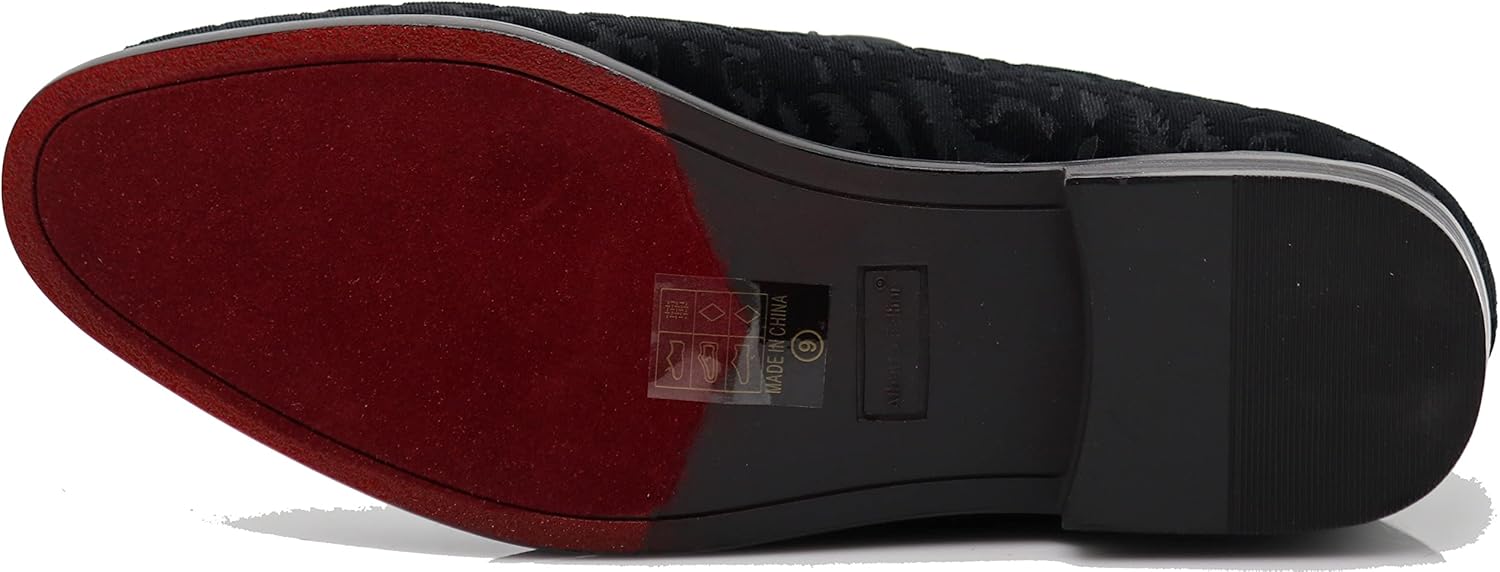 SPK35 Men's Vintage Velvet Flower Designer Dress Loafers Slip On Shoes Classic Tuxedo Dress Shoes - Image 6