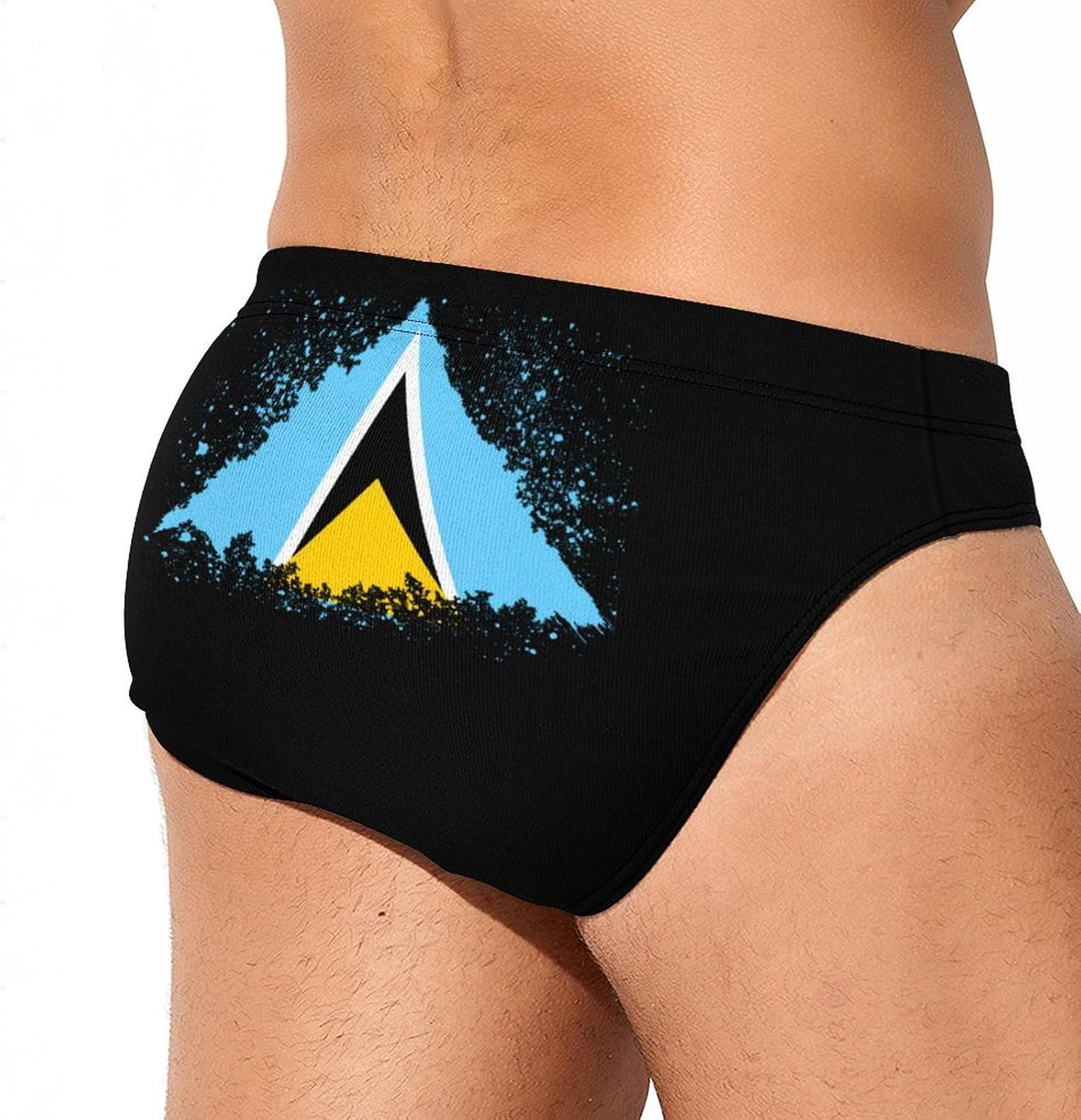 Saint Lucia Flag Grunge Men's Swimwear Bikini Swimming Briefs Stretchy Swimsuits Board Surf Shorts Trunks