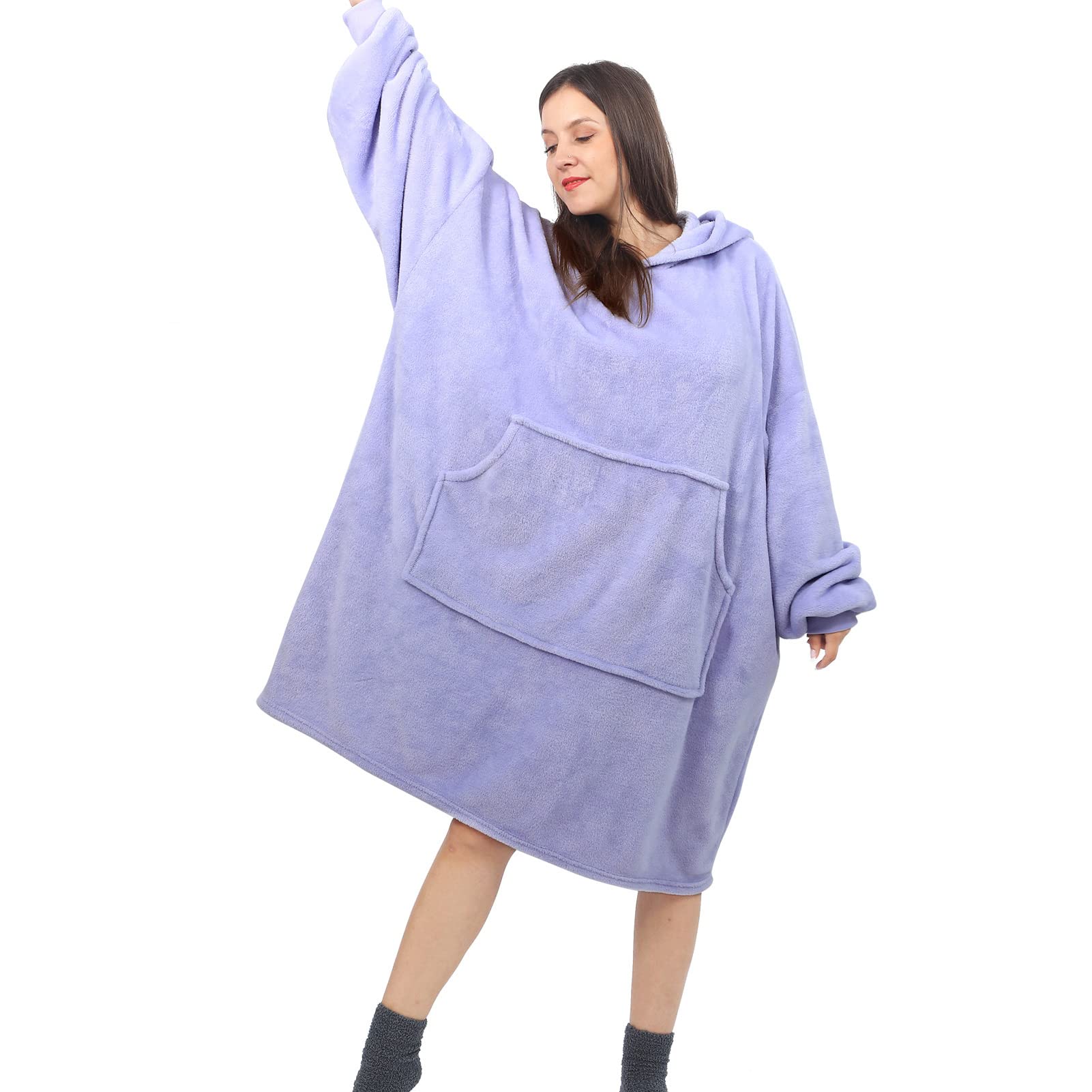 Daverose Oversized Wearable Blanket Hoodie for Women Men, Fleece Hoodie  Blanket Sweatshirt with Giant Hood u0026 Pocket for Teens, Cozy Hooded Blanket  Adult as A Gift Indoor u0026 Outdoor, Light Purple :