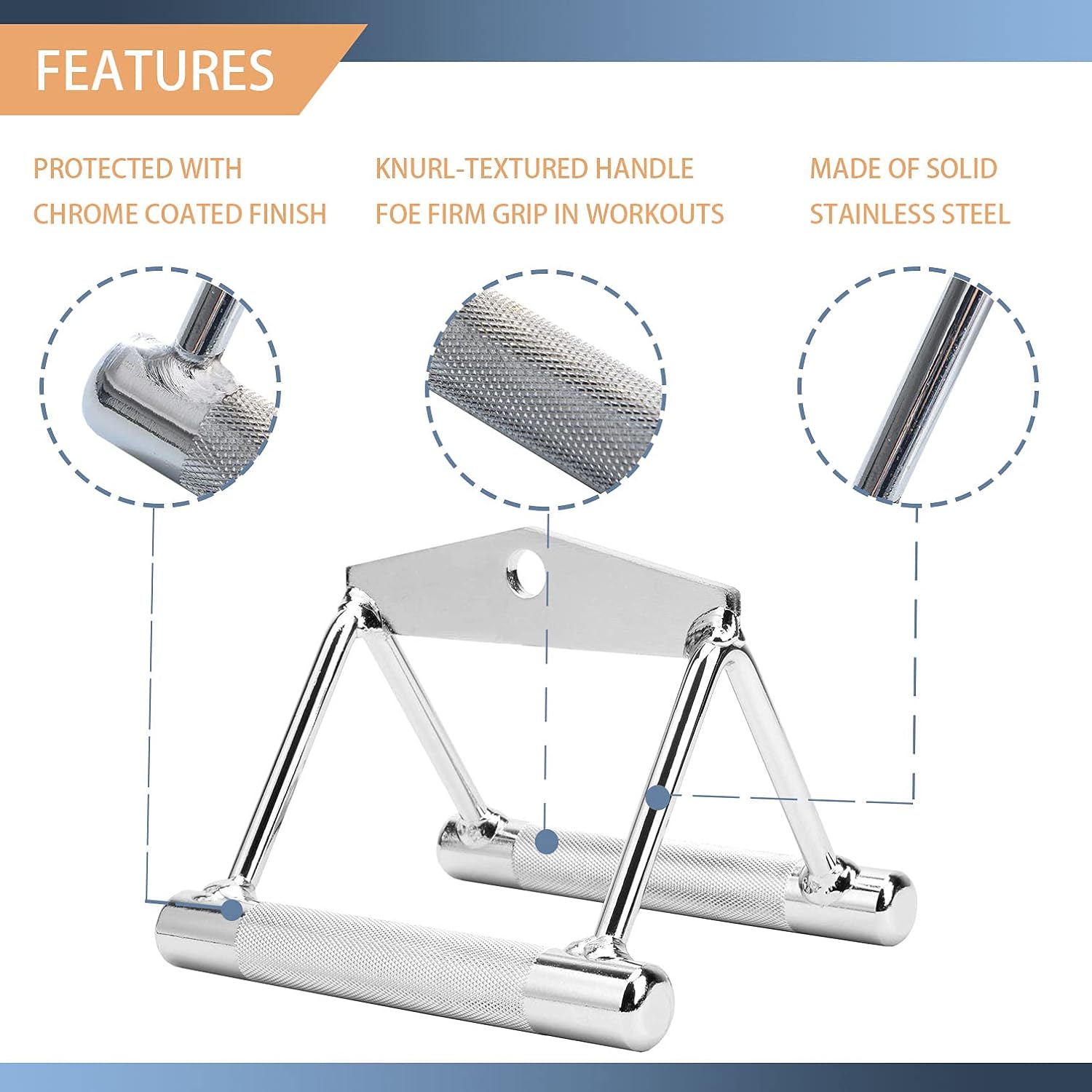 DOHOO Cable Machine Handle Attachments, Rowing Machine Handle Set Pull Down Exercise Handles for Home Gym