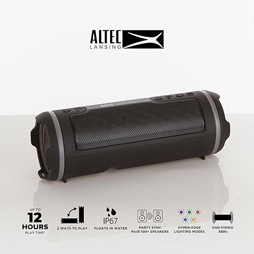 Miniatura 2 de Altec Lansing HydraMOTION - Altavoz Bluetooth inalámbrico 2.0, batería de 16 horas, luces RGB, carga rápida USB-C, Bluetooth impermeable con