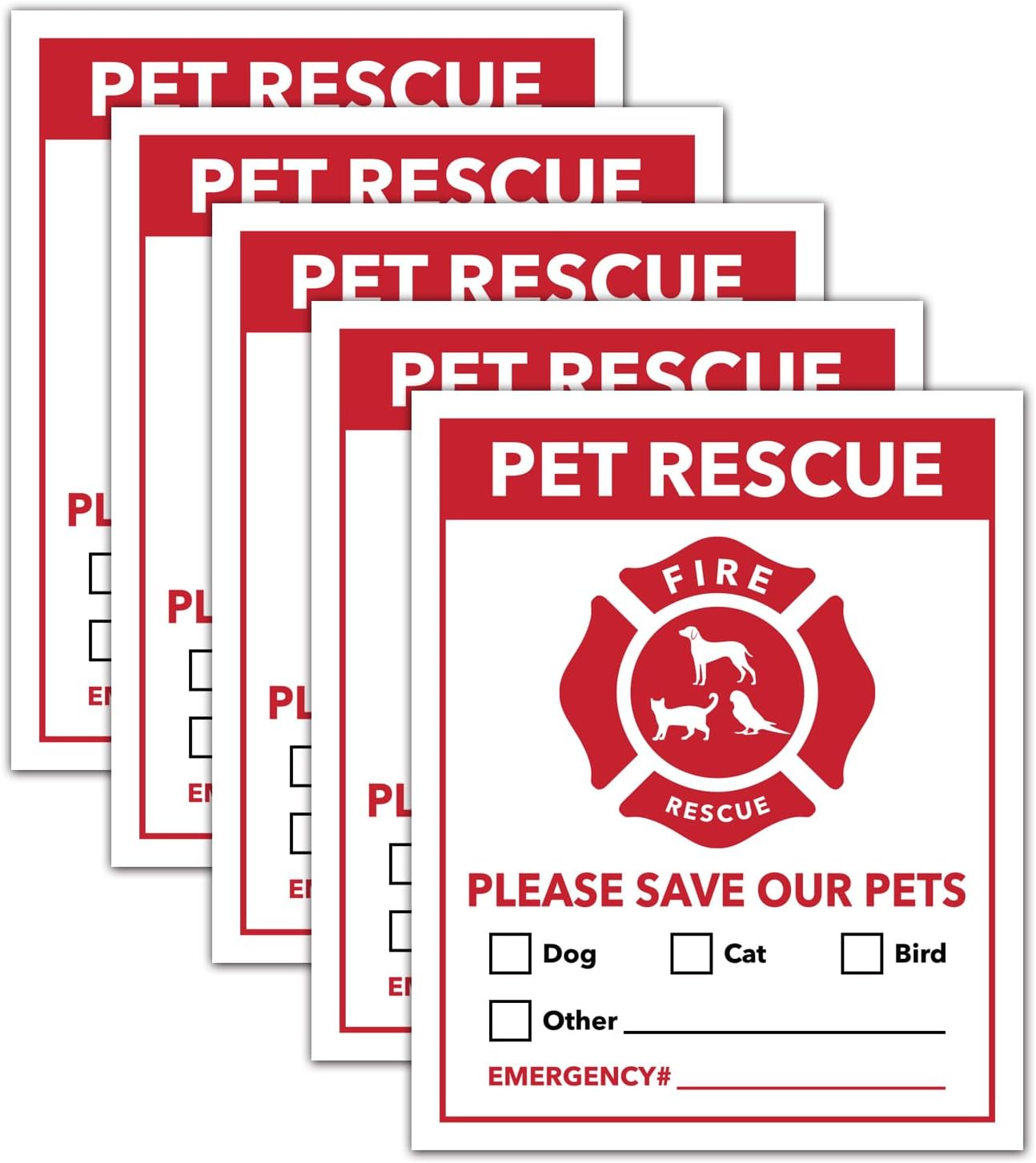Amazon.com: 5 Pet Rescue Stickers, Fire Rescue Sticker, Save Our Pets ...