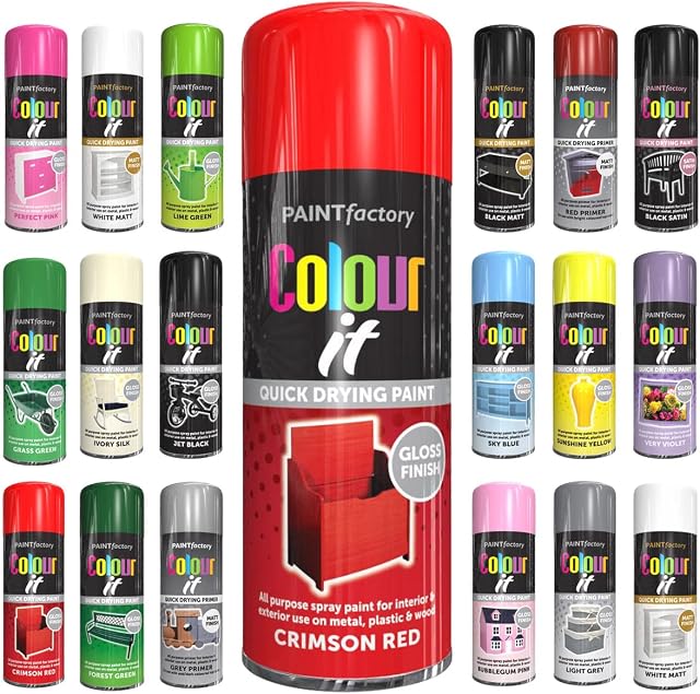 Classic Signature 1 x All Purpose Crimson Red Aerosol Spray Paint 400ml / pair of Disposable Gloves Quick Drying Spray,Fast Dry and Excellent Coverage for Metal, Wood, Plastic and More