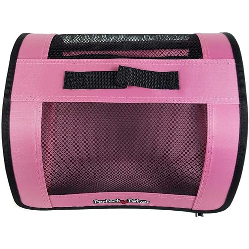 Tote for Lifelike Stuffed Interactive Pet Dogs and Cats, Nylon and Mesh Toy Carrier for Pet Animals, Zippered Carrying Case Accessory (Pink)