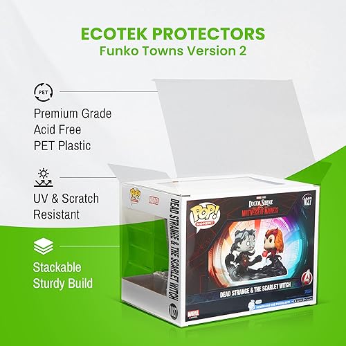 Miniatura 2 de EcoTEK Protectors, Paquete de 2 fundas protectoras rígidas para figuras Pop Town y Moments Display  0.018 in transparente, sin ácidos, con pestaña