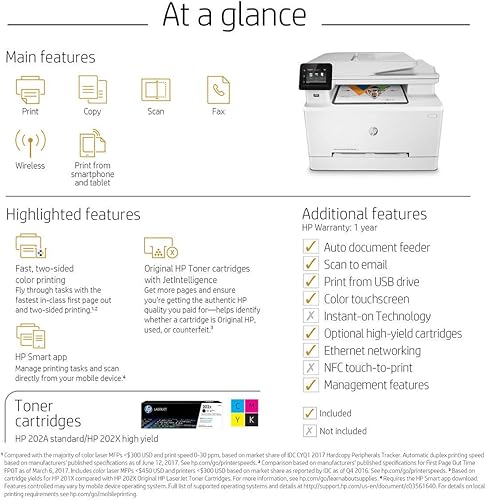 Miniatura 7 de HP Laserjet Pro M281cdw Impresora inalámbrica todo en uno, escanea, copia y fax con facilidad con 30 hojas de papel para folleto HP (T6B83A) -