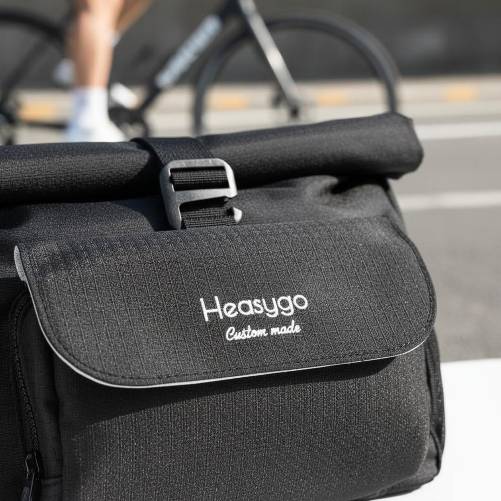 Borsa Anteriore Bicicletta Borsa Manubrio Borsello Borsetta Tela Convertibile con Tracolla Struttura Rigida Pieghevole 5-7L per Pendolarismo, Nero, Nero, 5 Pollici