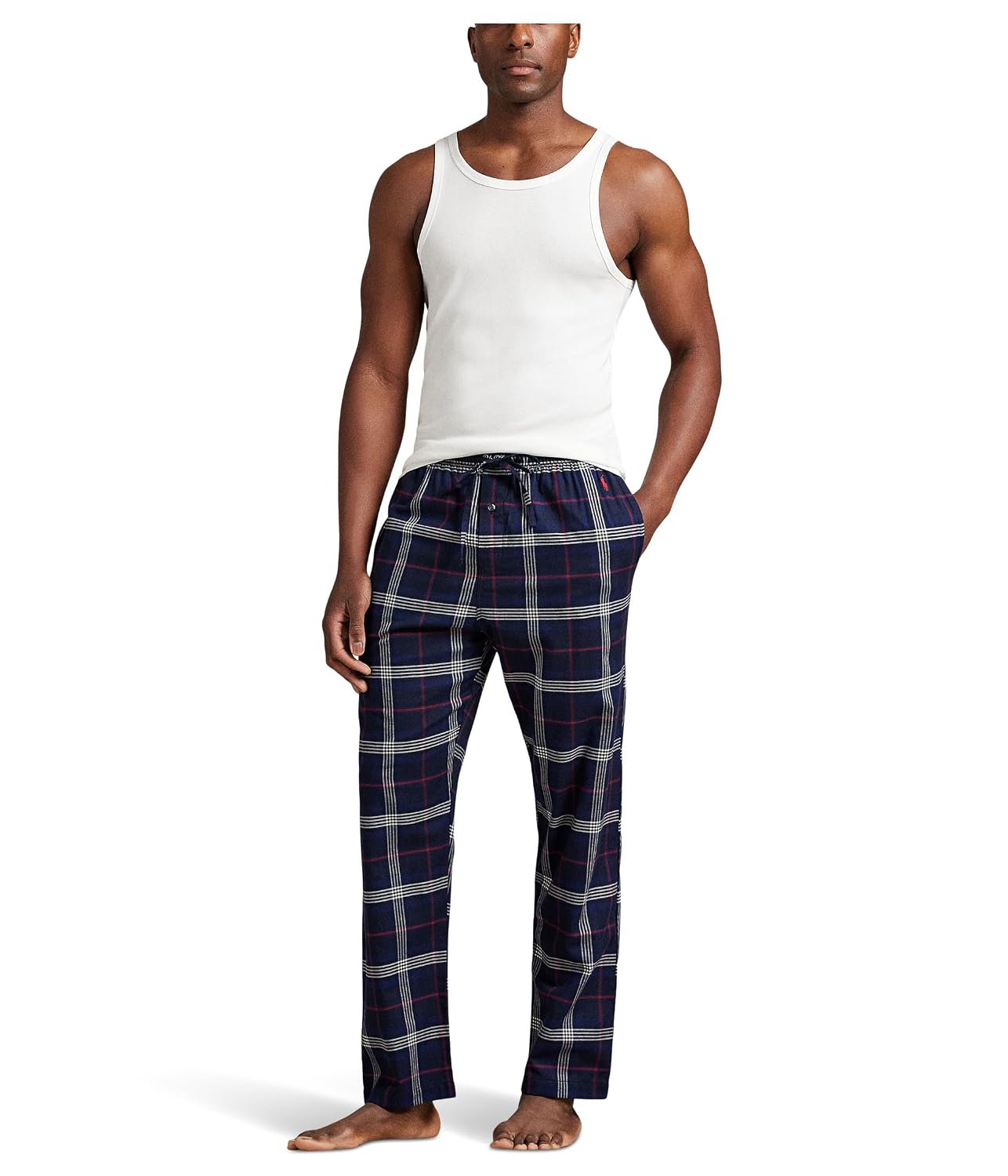 POLO RALPH LAUREN Mens Flannel Classic Pajama Pants Navy Plaid Small