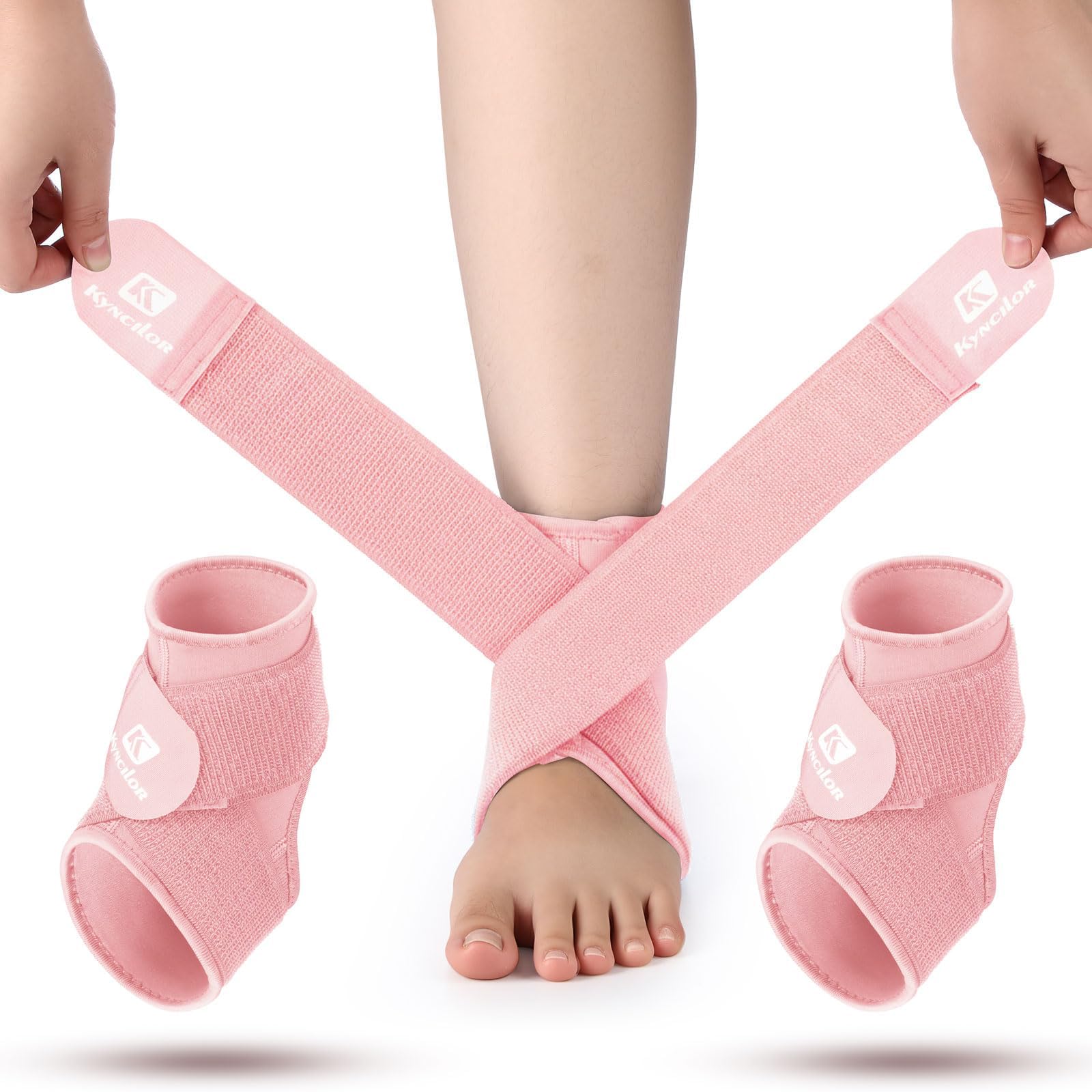 Lilbitty 2 Stück Knöchelbandage pour Enfants, Soutien pour Cheville, Sport, entorse, néoprène, Manchon de Compression Respirant avec enveloppe Ajustable (Rose, M)