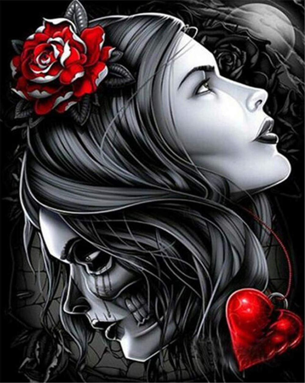 Broderie Point De Croix Diamant Art Coeur d'Halloween Toile Strass Salon 80x100cm