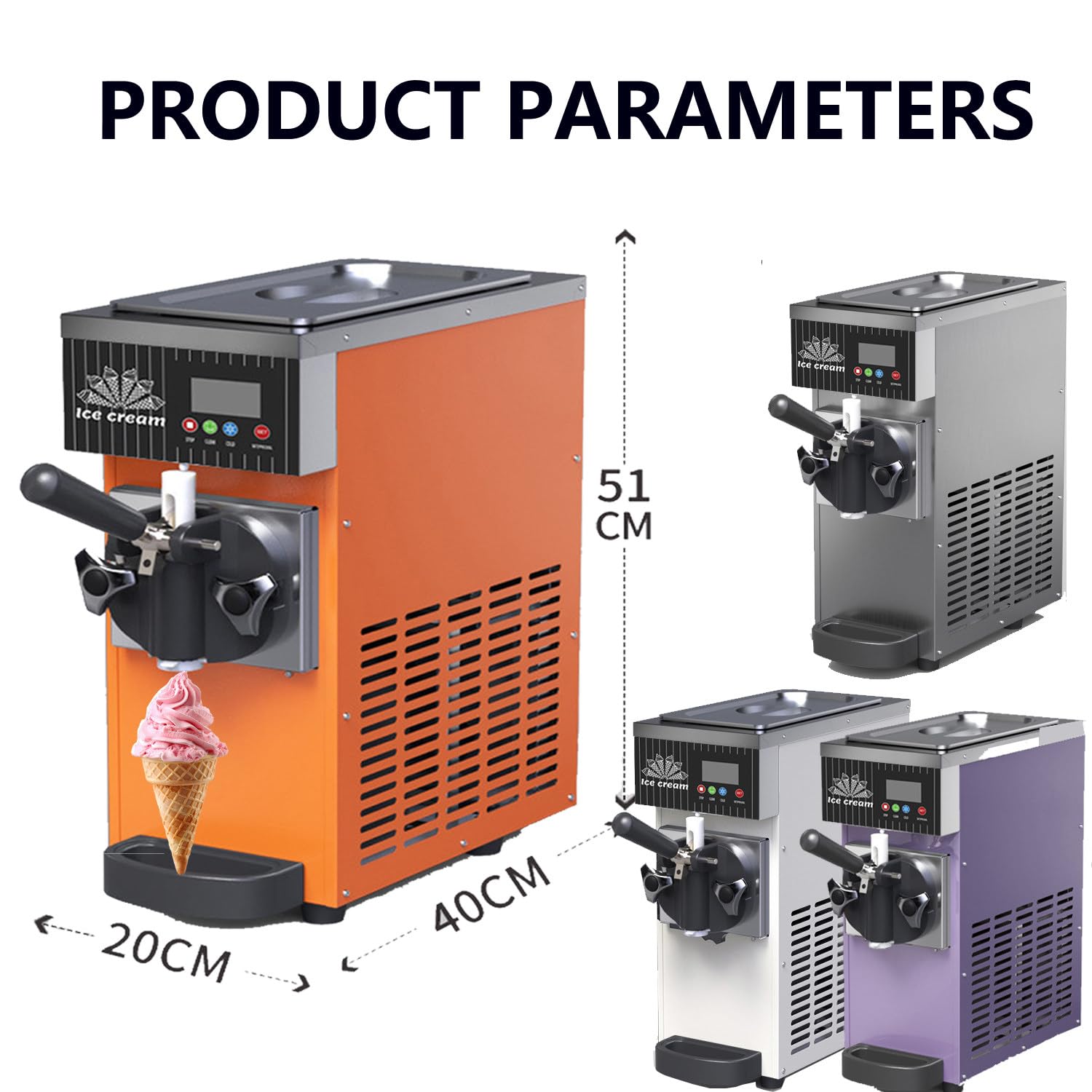 Machine À Glace Italienne Et Granités, Sorbetière Et Boissons Glacées, Rendement 4–5 Kg/h, Réservoir 2,5 L, Cylindre 1 L, Couleur Professionnelle Et Maison