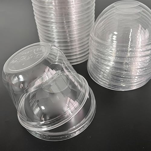 Miniatura 7 de Rainmae Paquete de 50 vasos desechables de plástico transparente con tapas de cúpula vasos de postre de PET de cristal de 85fl oz9 onzas para ir a