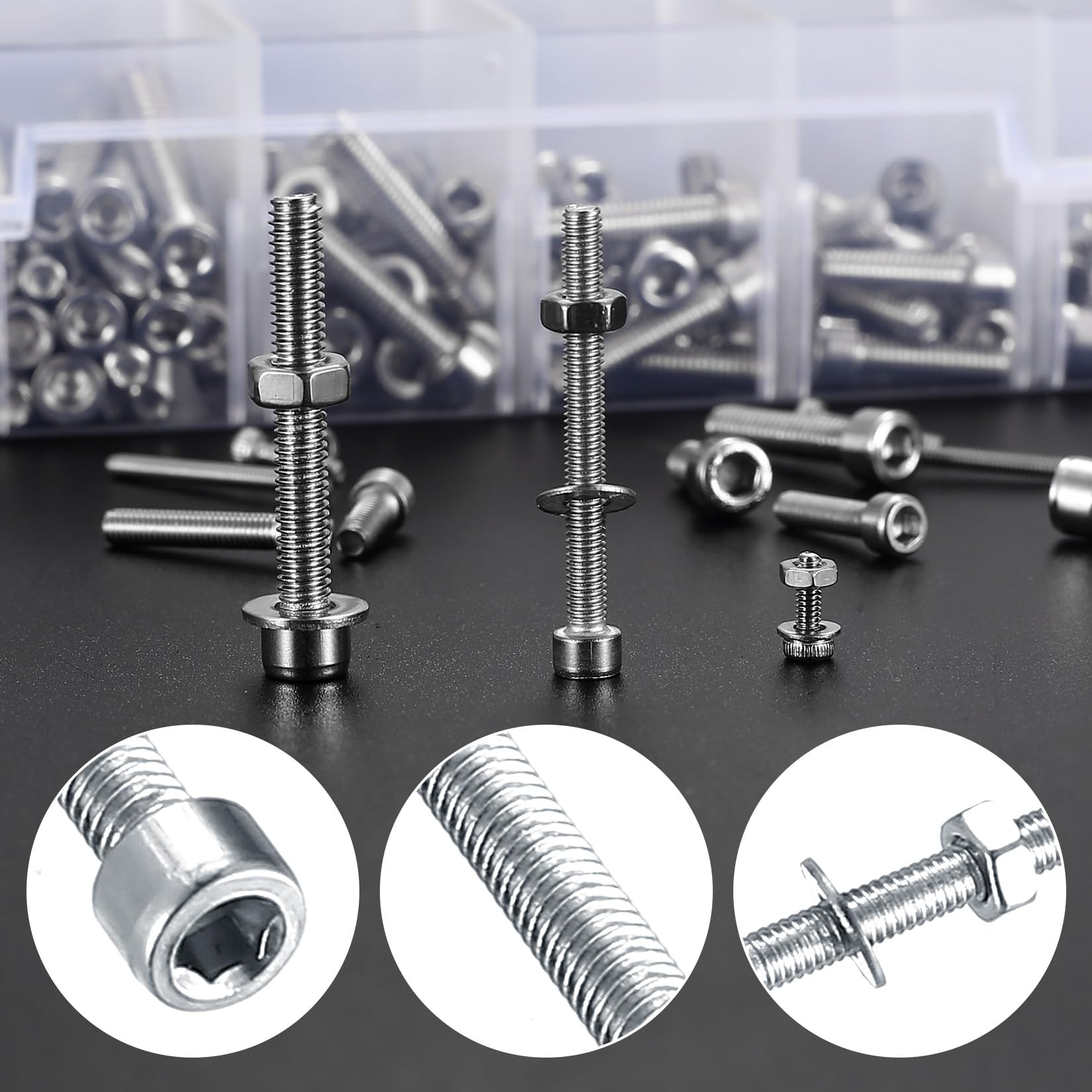 Set Bulloni E Dadi A Testa Incassata In Acciaio Inox 304 - 1180 Pezzi, M2-M5, Per Riparazioni