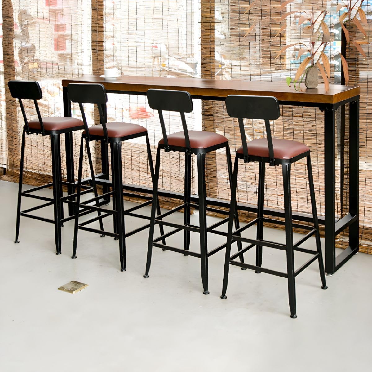 RUNNUP Farmhouse Bar Table Solid Wood Rectangle Bar Height Table for Kitchen Coffee Shop Window Small Space -Table Only(78.7" L x 15.7" W x 41.3" H)