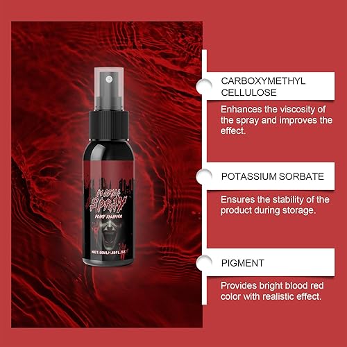 Fake Blood Spray - Washable Fake Blood | Dripping Bloods | Halloween Realistic Body Paint | Coagulated Gel Splatter Paints For Vampire Zombie Theatre Scary Dress Up Makeup