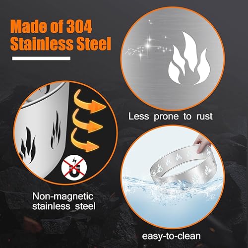 Miniatura 6 de Hisencn Soporte para fogata para fogatas al aire libre, accesorios para fogatas de acero inoxidable 304 para guardabosques, soporte de chimenea para
